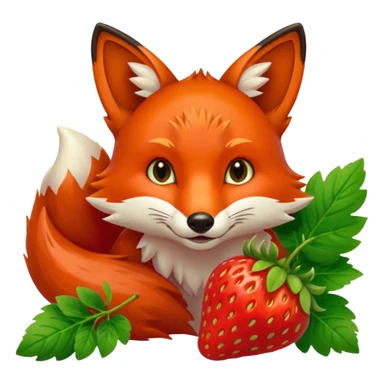 fox eating strawberries sticker