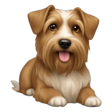 jack Russell cross apoloso cross Yorkshire terrier - long hair light brown all over - fat dog sticker