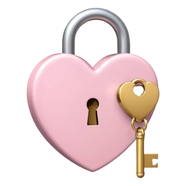 A light pink heart-shaped lock with a cute gold key beside i sticker