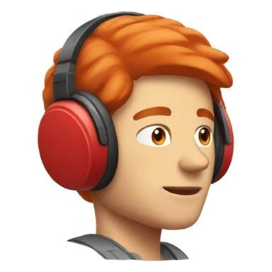 white red head guy listening to music headphones sticker