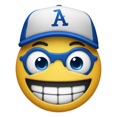 Emoji smilie face with dodger hat sticker