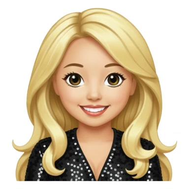 Sabrina Bryan from Cheetah Girls with long blonde hair, black sequin outfit sticker