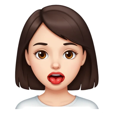 Brunette girl nervously biting her lip sticker