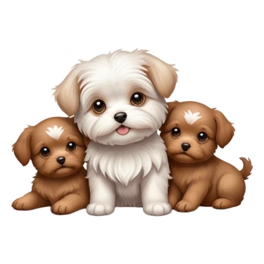  Maltese dog with a lot of brown puppies sticker
