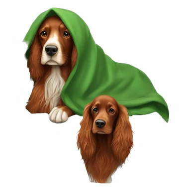 Irish setter and girl under blanket sticker