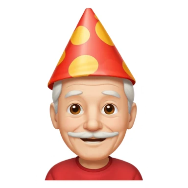 old man with smile, red shirt and birthday cone on his head sticker