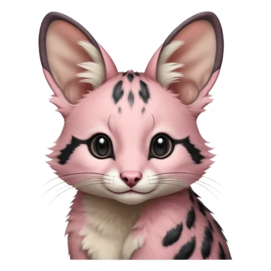 Pastel Pink, black-pointed, soft natural realistic romantic vintage antique divine beautiful elegant pretty precious cute young youthful  Fakémon-Pokémon-opossum-feline-mouse-serval-caracal-chinchilla-Minccino-Cinccino-Meowstic-rodent-hybrid-creature with a big fluffy bushy tail (full body) sticker