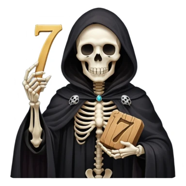 death holding number 7 in his hand sticker