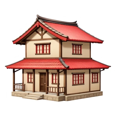 japan style wood house red beige sticker