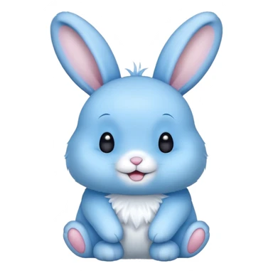 cute blue rabbit, light blue bunny rabbit, happy sticker