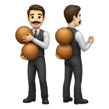 Handsome Man with mustache strenuously carrying heavy balls sticker