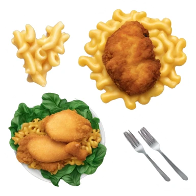 collared greens and mac&cheese and fried chicken on a plate sticker