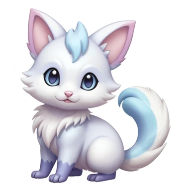 Shiny Cute Adorable Innocent Precious Furry Divine Glorious Holy Iridescent Pale Pastel Whitish Bright Furret-Absol-Skitty-Noibat-Hybrid (Full body) sticker