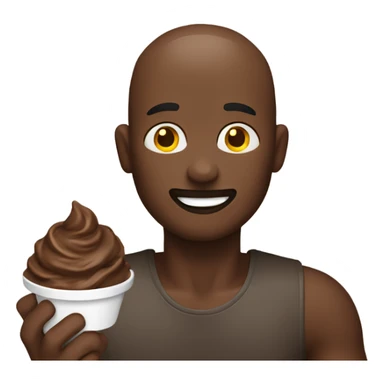 A man eating a bowl of chocolate ice cream sticker