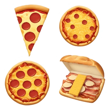 Pizza, ketchup  and some cheese 🧀 sandwiches 🥪 with some bacon 🥓 and some chicken 🍗 nuggets with some bacon ￼ sticker