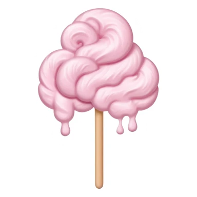 fluffy pastel pink cotton candy on a paper stick, soft and whimsical sticker