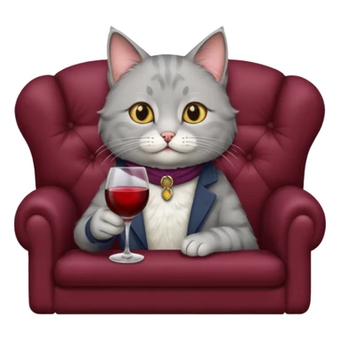 gray Cat On A Couch With Wine sticker