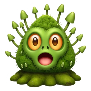 moss creature shocked with spores burst sticker