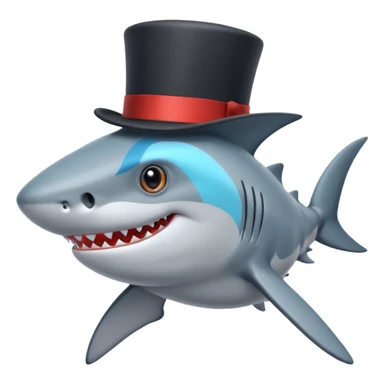 Shark with a top hat sticker