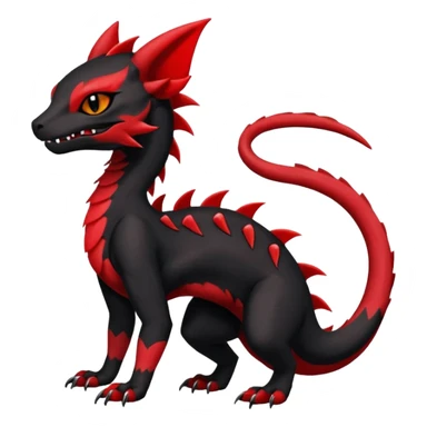 Cherry-Red and Jet-Black Fierce Fiery Mohawked Gothic Salandit-Litten-Torracat-hybrid-creature (full body) sticker
