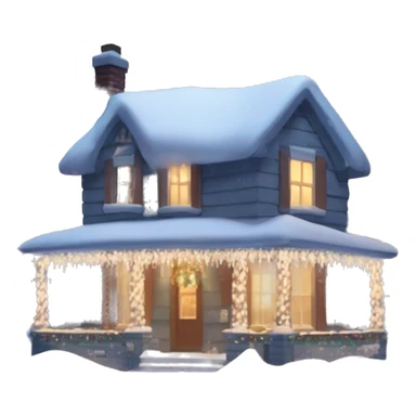 House with snow spread out around the ground of the housea snowy lawn and Christmas lights  sticker
