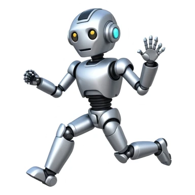 silver robot running sticker