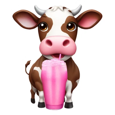 cute cow whit a pink bow and a cute brown drink sticker