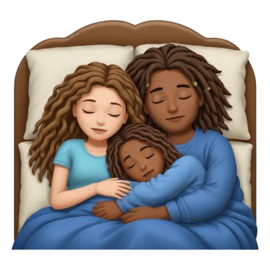 couple sleeping the male is brown skin with dreads and the female is hispanic with fair skin with long wavy brunette hair sticker