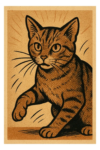 a cat, old school comic book style illustration sticker