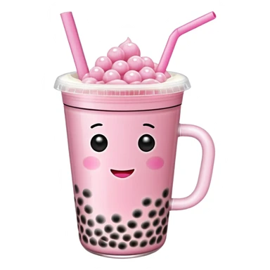 Pink mug with bubble tea sticker