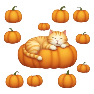 A fat orange cat sleeping on a pumpkin  sticker