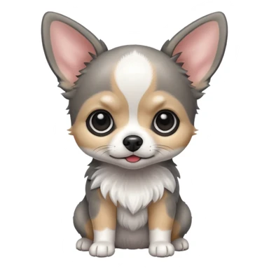 Grey - black -white baby Chihu dog sticker