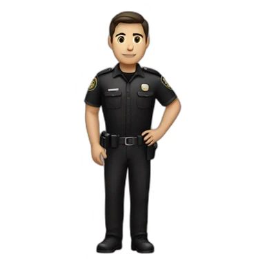 Handsome brunette security guard with black clothe sticker