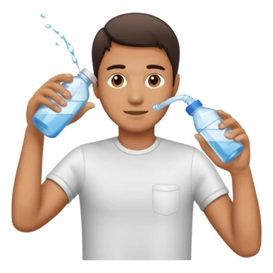 man pouring water from bottle to cup  sticker