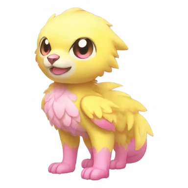 Cute cool yellow pink animal hybrid Fakemon full body sticker