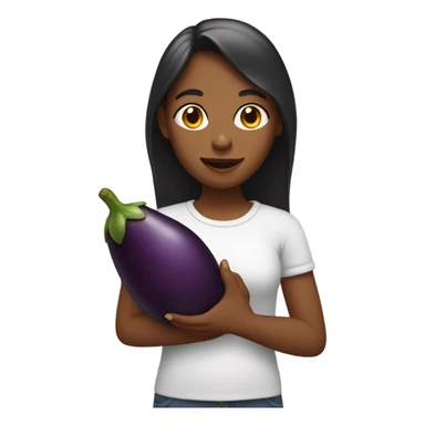 girl holding egg plant sticker