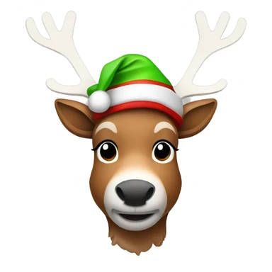 Reindeer with christmas hat sticker