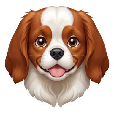 Cinematic Comical Blenheim Cavalier King Charles Spaniel Portrait Emoji, Head tilted dramatically with an exaggeratedly shocked or offended expression, short, silky Blenheim coat with bold chestnut and white patches, wide, expressive brown eyes filled with exaggerated disbelief, Simplified yet hilariously expressive features, highly detailed, glowing with a slightly sassy glow, high shine, dramatic yet playful, stylized with an air of attitude, bright and endearing, soft glowing outline, capturing the essence of a sassy and over-the-top pup, so meme-worthy it feels like it could side-eye its way into internet fame instantly! sticker