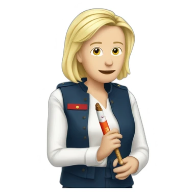 Marine LePen with a cigarette sticker