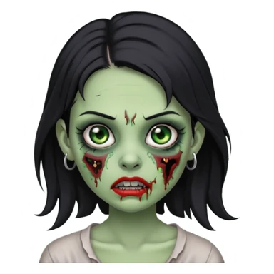 Zombie girl with a septum piercing black hair green skin sticker