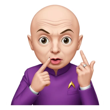 Dr. evil from Austin Powers with pinky finger to corner of mouth ￼ sticker