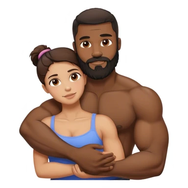 Black man with facial hair and muscles hug small pretty brunette woman sticker