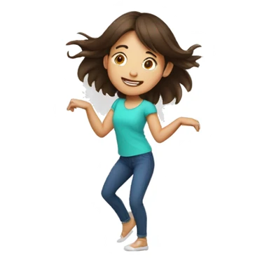 brunette girl dancing crazy with both indexfingers in the air doing circle moves sticker