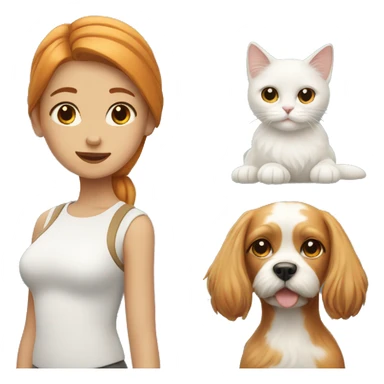 A girl with Maltese dog with ginger cat side by side  sticker