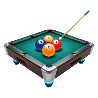 billiards , minimalistic transparent glass 3d neon glowing sticker