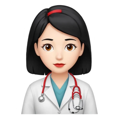 doctor with black hair and red hairclips  sticker