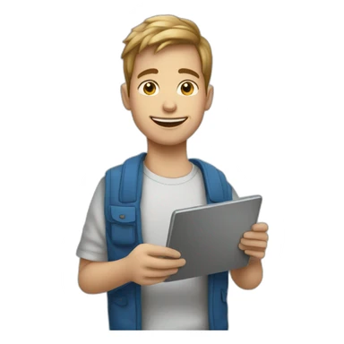 Un garçon qui joue avec une tablette  sticker