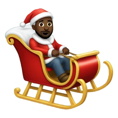 Kanye west riding a sleigh with a Santa hat on. Passing out gifts sticker