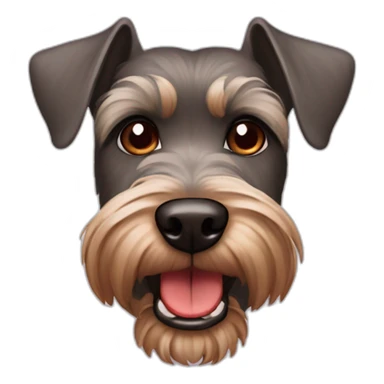 Brown schnauzer with a red nose and hazel eyes showing teeth sticker