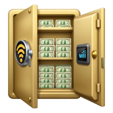 open filled cash money wifi vault sticker